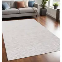 Photo of Beige and Ivory Wool Striped Hand Tufted Area Rug