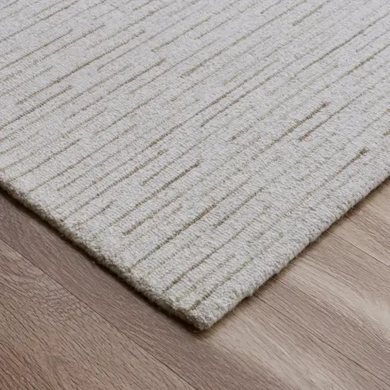 Beige and Ivory Wool Striped Hand Tufted Area Rug Photo 7