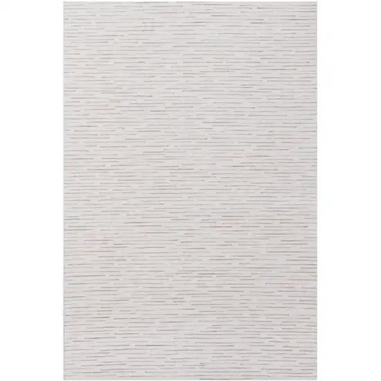 Beige and Ivory Wool Striped Hand Tufted Area Rug Photo 2