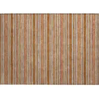 Photo of Beige and Orange Striped Washable Non Skid Indoor Outdoor Area Rug