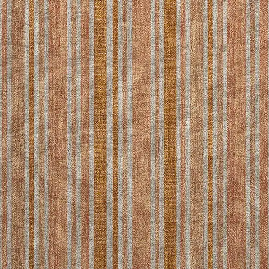 Beige and Orange Striped Washable Non Skid Indoor Outdoor Area Rug Photo 6