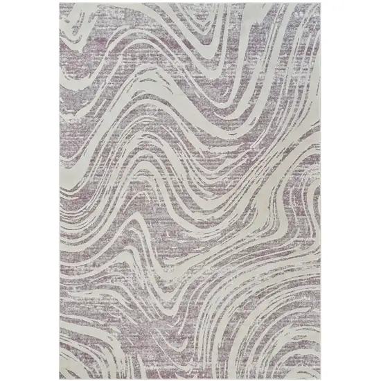 Beige and Purple Abstract Distressed Area Rug Photo 2