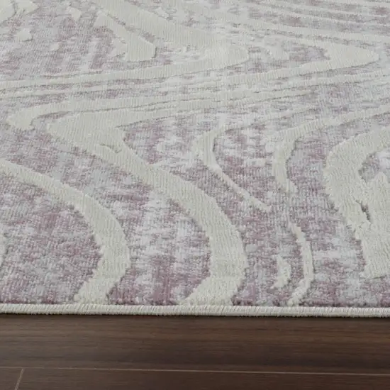 Beige and Purple Abstract Distressed Area Rug Photo 7