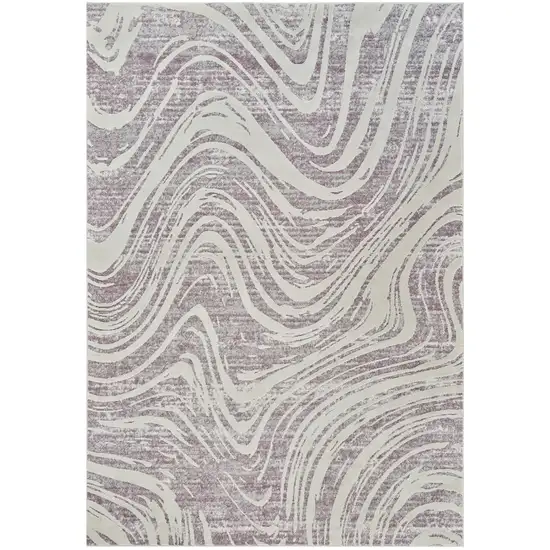 Beige and Purple Abstract Distressed Area Rug Photo 2