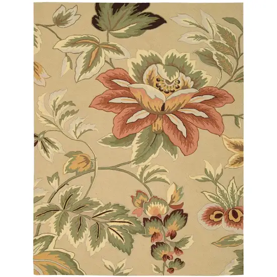 Beige and Red Floral Area Rug Photo 2