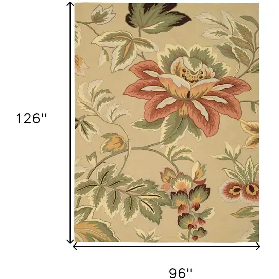 Beige and Red Floral Area Rug Photo 3