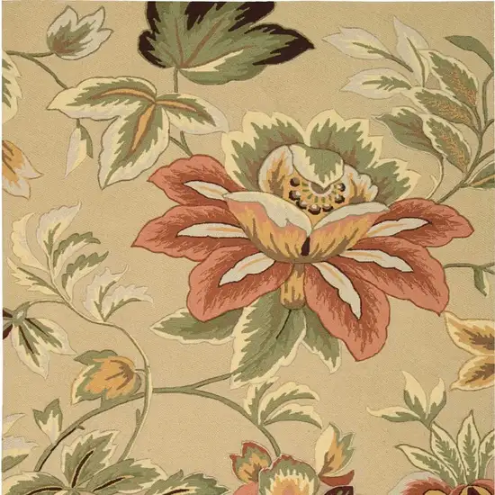 Beige and Red Floral Area Rug Photo 7