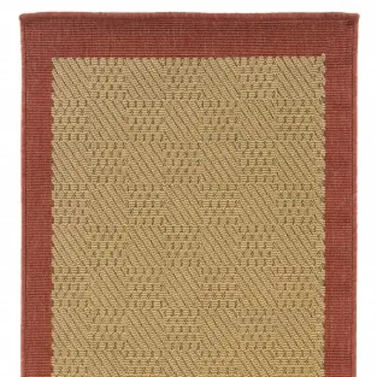 Beige and Red Plain Indoor Outdoor Runner Rug Photo 4