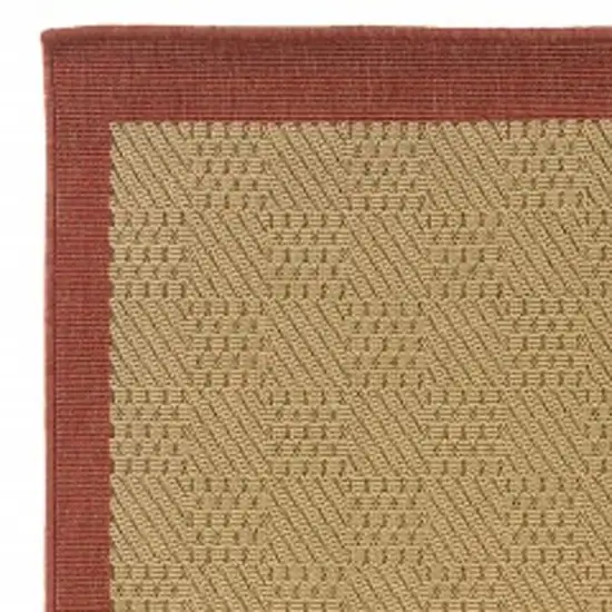 Beige and Red Plain Indoor Outdoor Runner Rug Photo 3