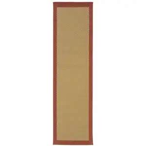 Photo of Beige and Red Plain Indoor Outdoor Runner Rug