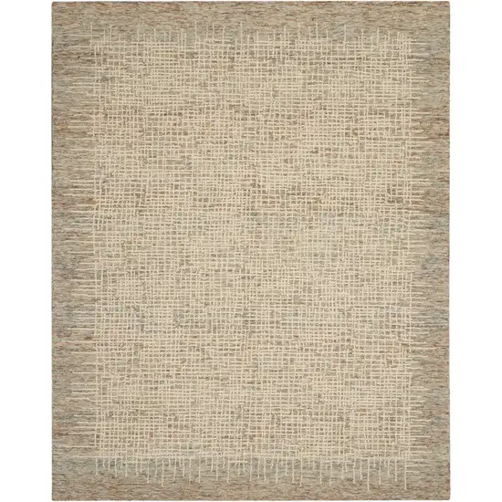 Beige and Tan Wool Abstract Area Rug Photo 2