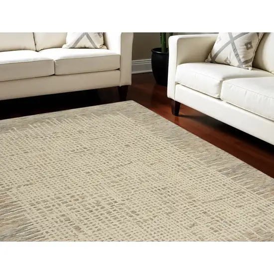 Beige and Tan Wool Abstract Area Rug Photo 1