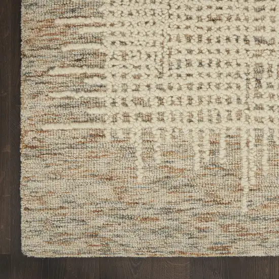 Beige and Tan Wool Abstract Area Rug Photo 9