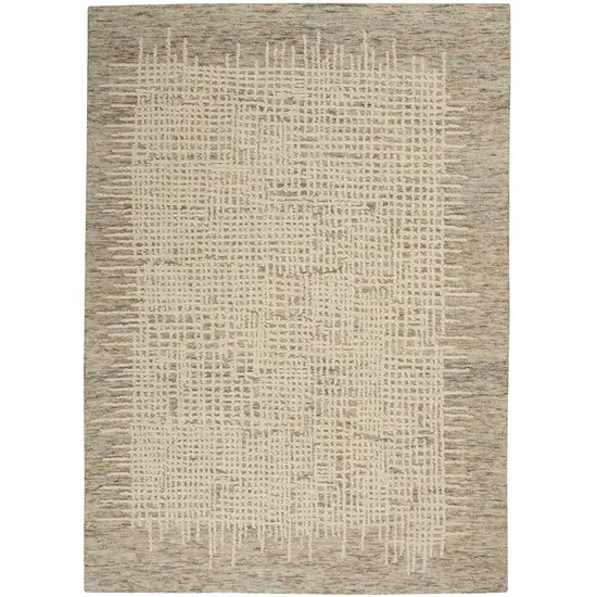 Beige and Tan Wool Abstract Area Rug Photo 2