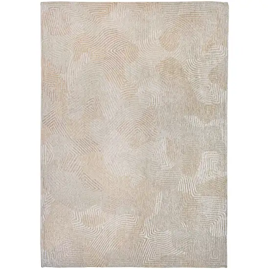 Beige and White Abstract Non Skid Area Rug Photo 2