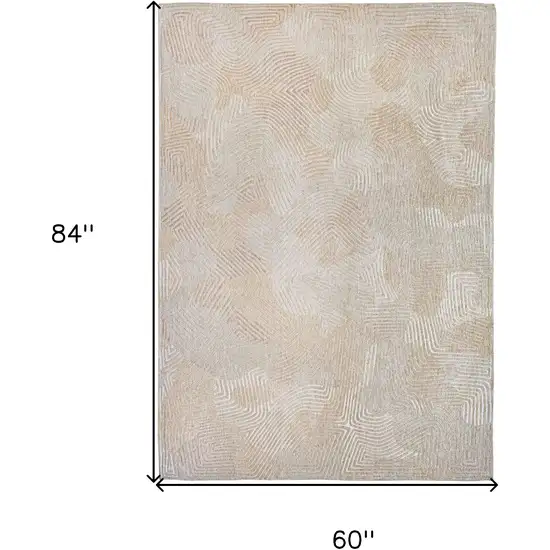 Beige and White Abstract Non Skid Area Rug Photo 3