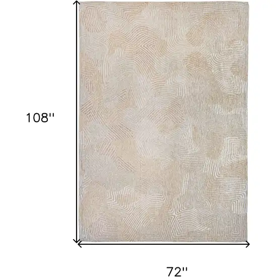 Beige and White Abstract Non Skid Area Rug Photo 3