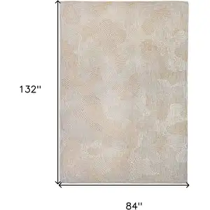 Photo of Beige and White Abstract Non Skid Area Rug