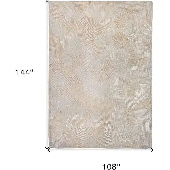 Beige and White Abstract Non Skid Area Rug Photo 3