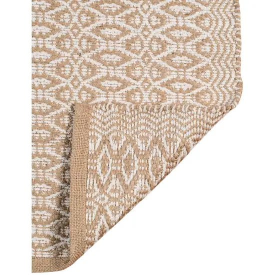 Beige and White Geometric Dhurrie Flatweave Handmade Area Rug Photo 4