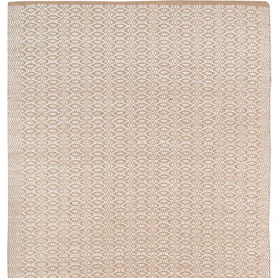 Beige and White Geometric Dhurrie Flatweave Handmade Area Rug Photo 7