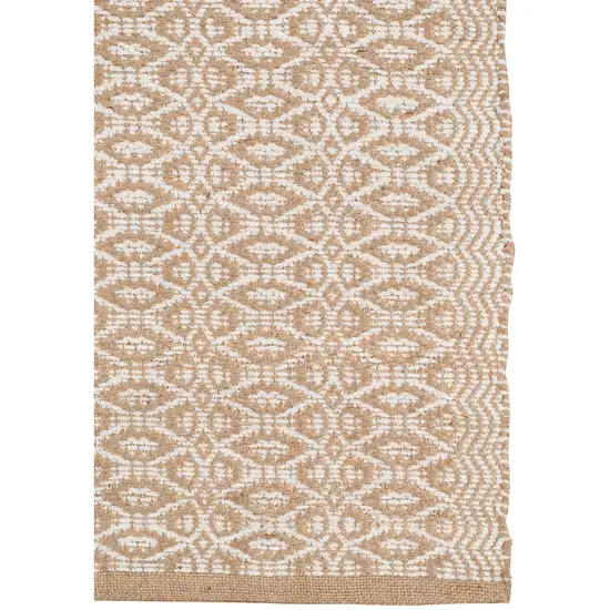 Beige and White Geometric Dhurrie Flatweave Handmade Area Rug Photo 3