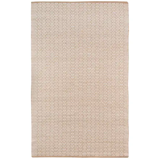 Beige and White Geometric Dhurrie Flatweave Handmade Area Rug Photo 2