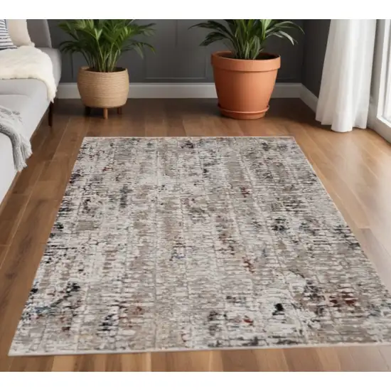 Beige Or Grey Abstract Area Rug Photo 2