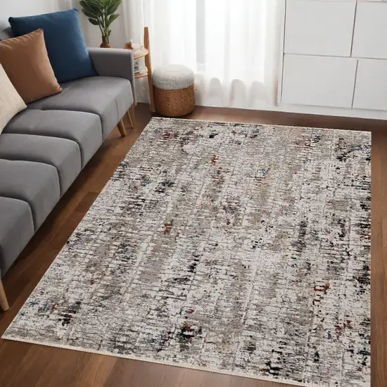 Beige Or Grey Abstract Transitional Indoor Area Rug Photo 1