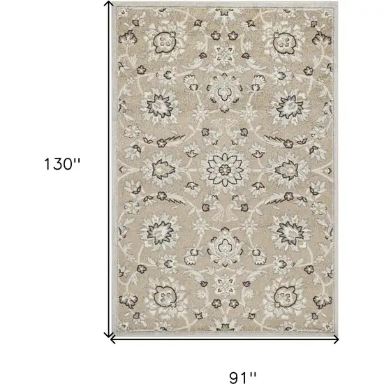 7' X 11' Beige Or Grey Floral Vines Uv Treated Indoor Area Rug Photo 8