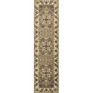 Photo of Beige or Ivory Medallion Runner Rug