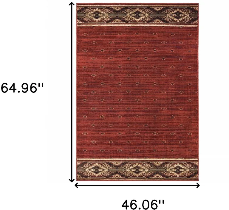 Berry Gold And Ivory Southwestern Power Loom Stain Resistant Area Rug Photo 5