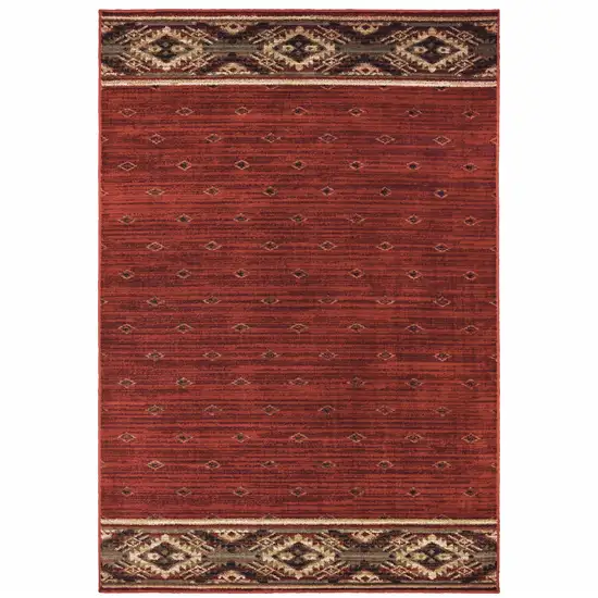 Berry Gold And Ivory Southwestern Power Loom Stain Resistant Area Rug Photo 1