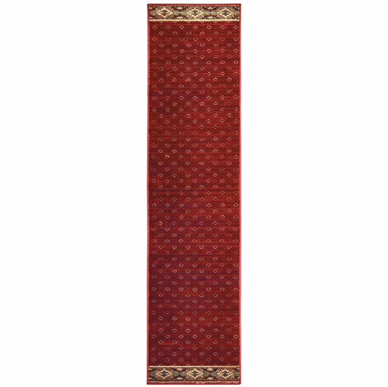 Berry Gold And Ivory Southwestern Power Loom Stain Resistant Runner Rug Photo 1