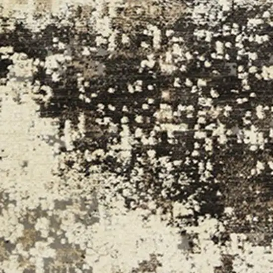 Black Abstract Distressed Area Rug With Fringe Photo 3