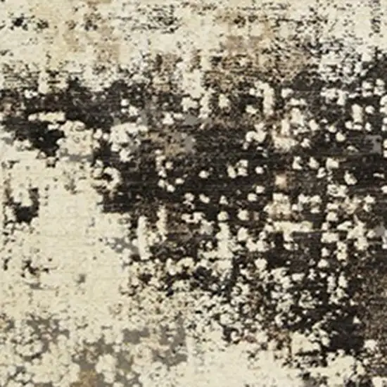 Black Abstract Distressed Area Rug With Fringe Photo 3