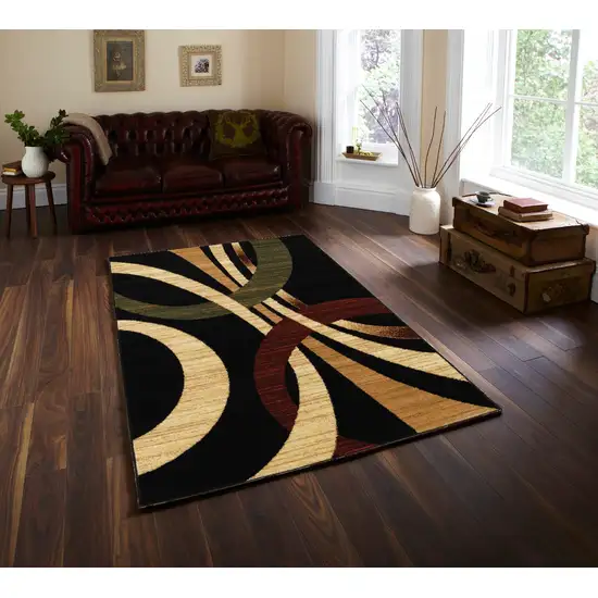 Black Abstract Geometric Area Rug Photo 7