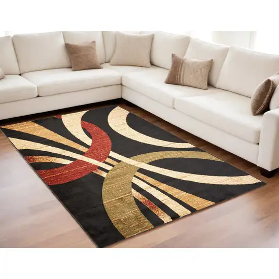 Black Abstract Geometric Area Rug Photo 1