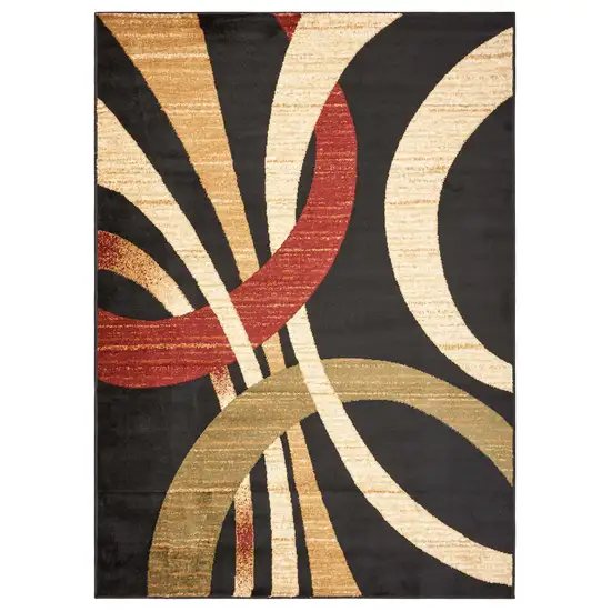 Black Abstract Geometric Area Rug Photo 2