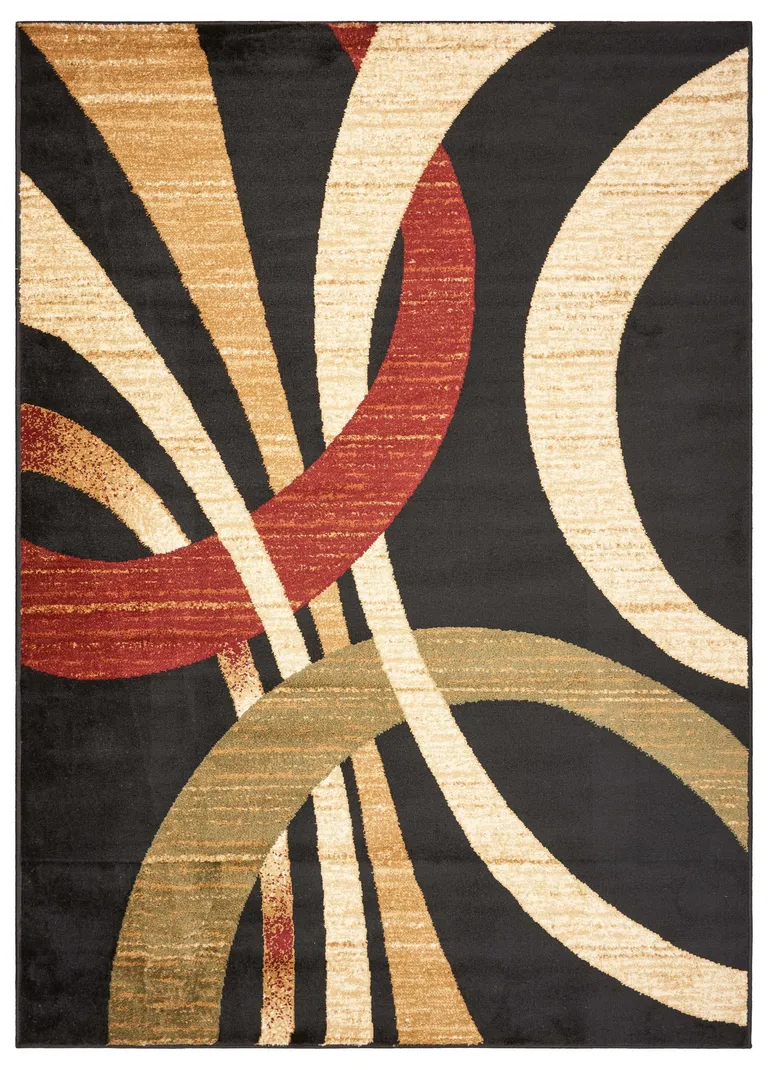 Black Abstract Geometric Area Rug Photo 1