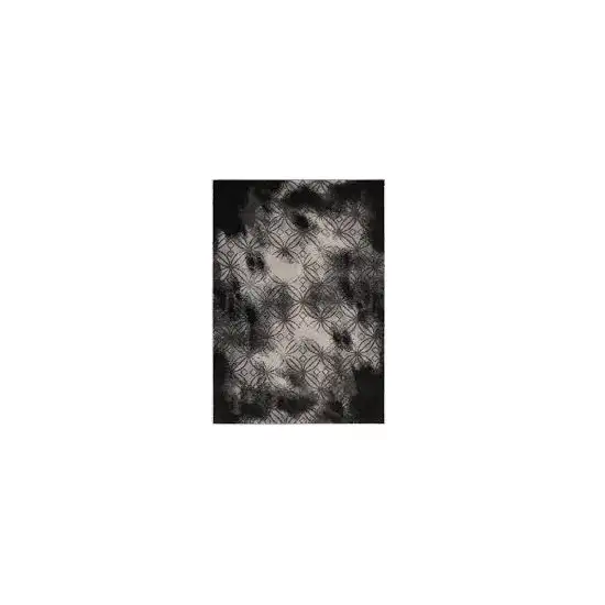 Black Abstract Power Loom Stain Resistant Area Rug Photo 4