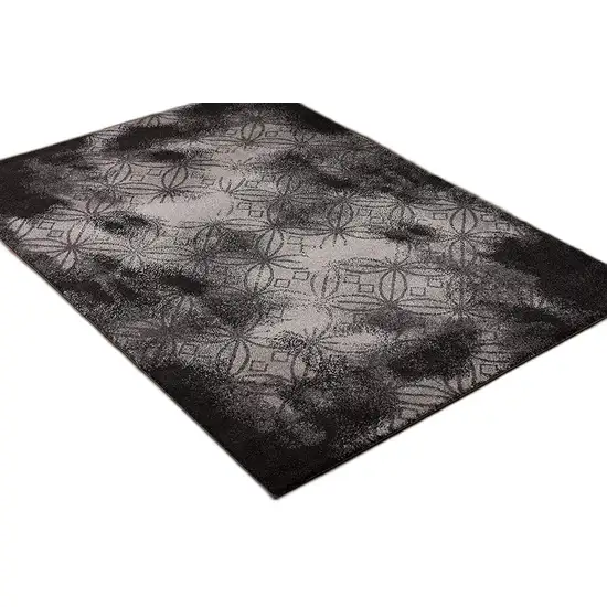 Black Abstract Power Loom Stain Resistant Area Rug Photo 4