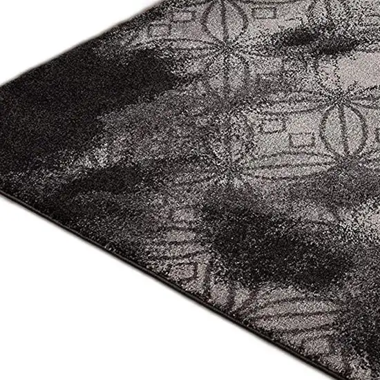 Black Abstract Power Loom Stain Resistant Area Rug Photo 3