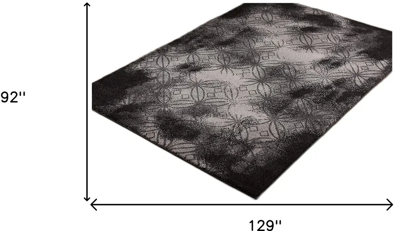 Black Abstract Power Loom Stain Resistant Area Rug Photo 5