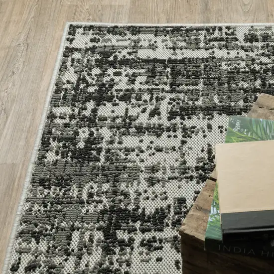 Black Abstract Stain Resistant Indoor Outdoor Area Rug Photo 6