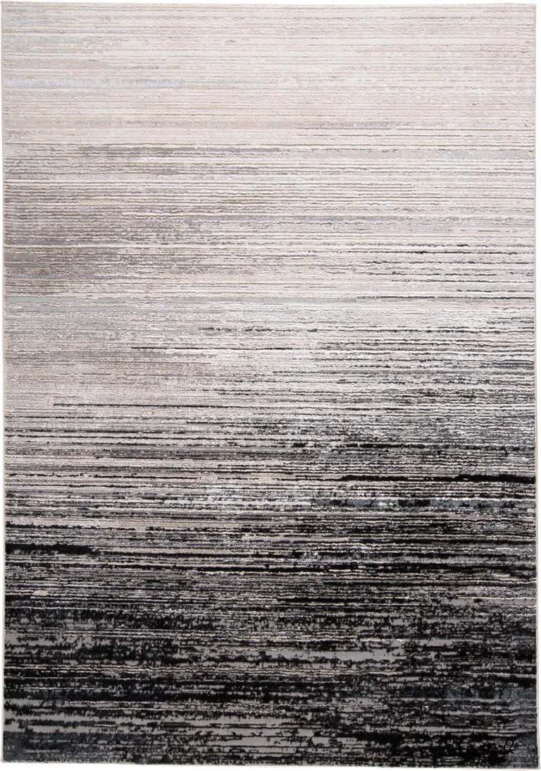 Black And Dark Gray Abstract Stain Resistant Area Rug Photo 1