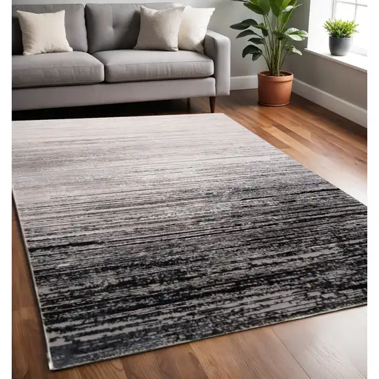 Beige and Black Abstract Non Skid Area Rug Photo 1