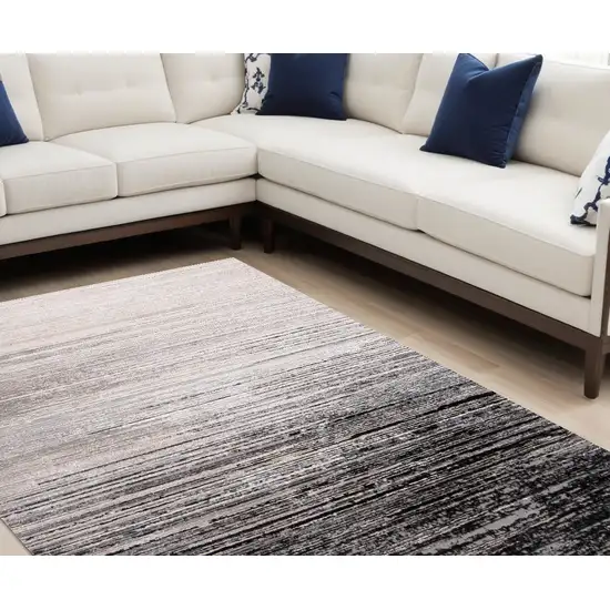 Black And Dark Gray Abstract Stain Resistant Area Rug Photo 1