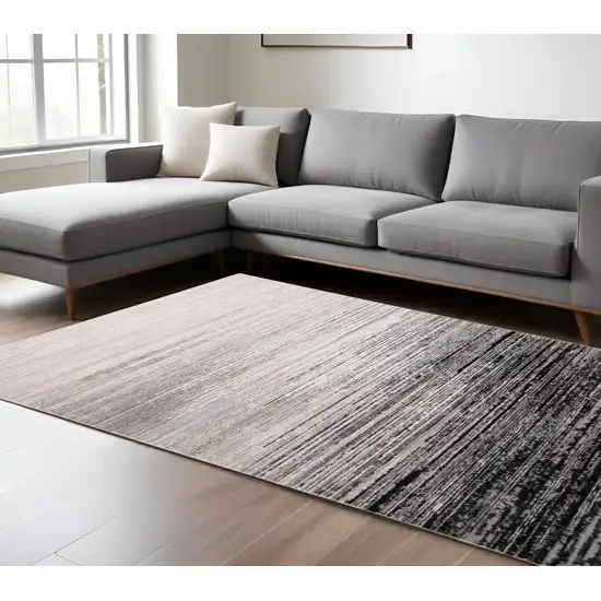 Beige and Black Abstract Non Skid Area Rug Photo 1