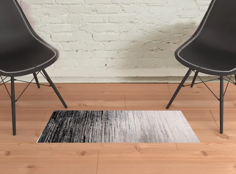 Black And Dark Gray Abstract Stain Resistant Area Rug Photo 2